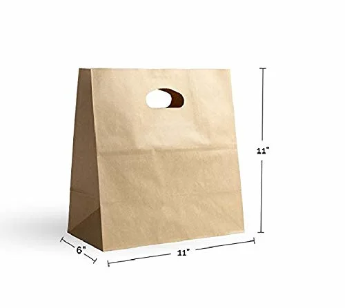 Die Cut Tote Paper Bags Kraft Paper Gift, Food Service Bags